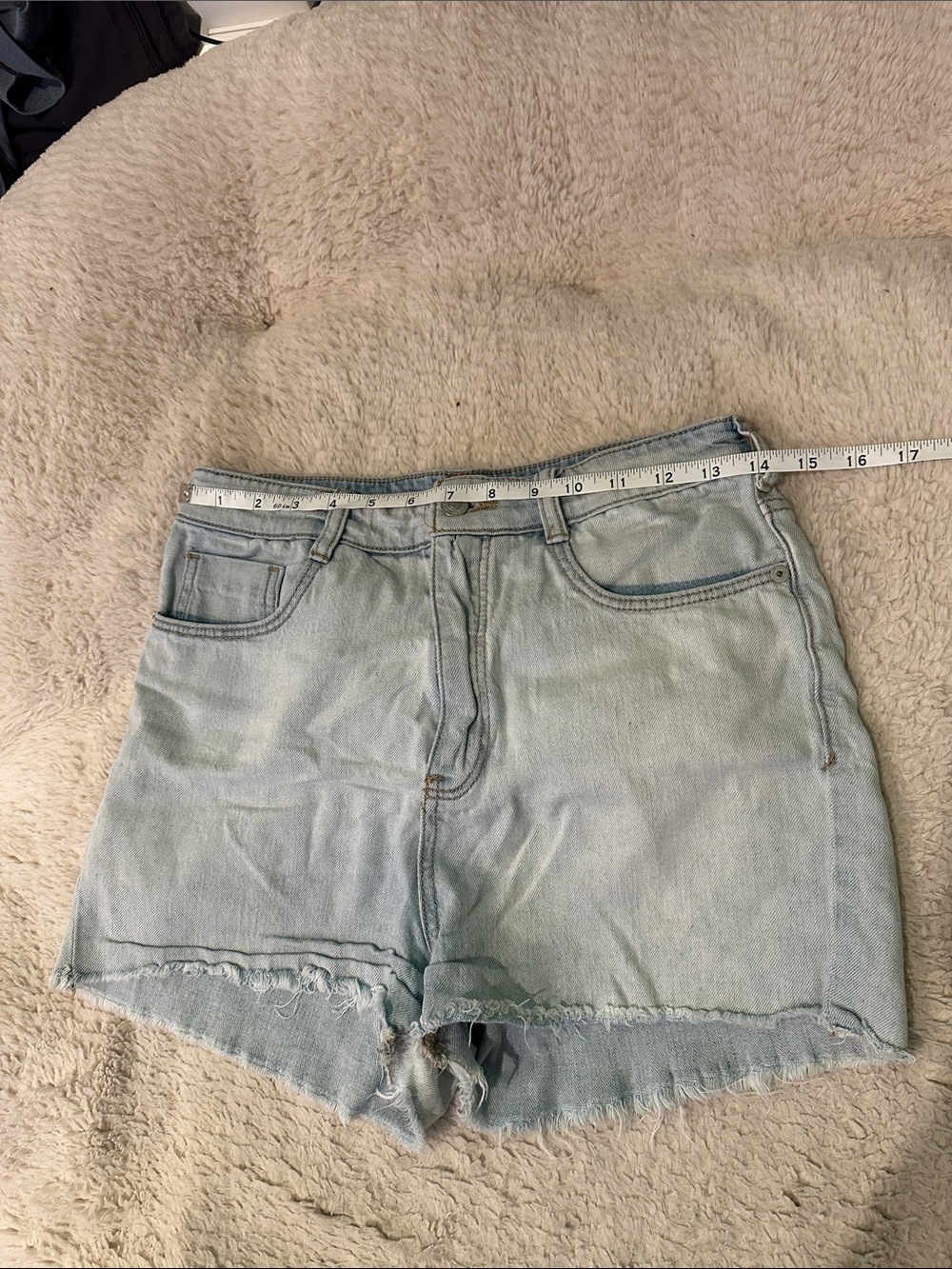 Pilcro Light Blue Frayed Hem Denim Shorts